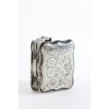 19th century Continental Silver Snuff Box with engraved floral decoration to the lid