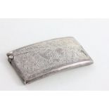 Silver Calling Card Curved Case with foliate engraved decoration, Chester 1921