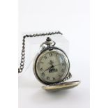 Vintage style Pocket Watch with Geisha Girl image to front