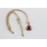 9ct Gold Chain with Pendant set with Pink Stone