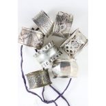 Four Silver Hallmarked Napkin Rings, Two Chinese Silver Napkin Rings and Two Other Napkin Rings