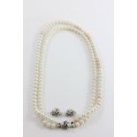 Pompadour Pearl Two Strand Necklace and Matching Earring Set in original presentation case