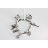 Silver Charm Bracelet with Six Charms