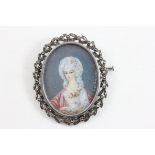 Oval Painted Miniature Portrait of a 19th century French Lady signed L De Steinheil mounted in a