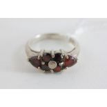 Silver Ring set with six garnets