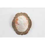 9ct Gold Mounted Shell Cameo Brooch depicting Maiden