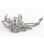 Silver Floral Spray Brooch set with diamonds