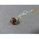 Silver and Murano Glass Ball Necklace