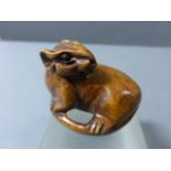 Signed wood Netsuke of a Mouse