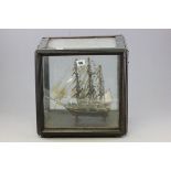 Model of a Sailing Ship in Glass Case