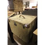 Canvas Square Trunk with leather handle