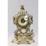 German Gilt Brass Ornate Mantle Clock with figures