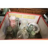 Collection of Glassware including Two Old Lemonade Bottles, Two Medicine Bottles, Victorian Opaque