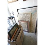 Two Antique Style Street Maps of Central Paris together with Oil on Canvas Portrait of a Young