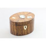 Georgian Oak Tea Caddy, the hinged lid with oval miniature portrait on ivory