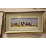 Studio Framed Impressionist Oil Painting Victorian Ladies at the Seaside