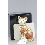 Boxed Royal Crown Derby Paperweight, Marmaduke Cat, limited edition no. 219/2500 with certificate