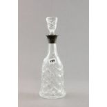 Cut Glass Decanter with Silver Hallmarked Collar