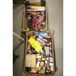 Box of Mostly Loose Die Cast Vehicles including Lesney, Corgi, Matchbox plus Box of Plastic