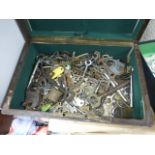 Wooden Box full with mixed Keys