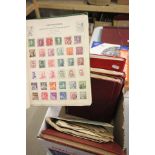 Seven stamp albums with a quantity of world stamps hinged and a bag of KW