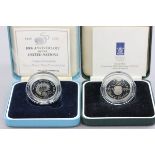 Two boxed silver proof £2 coins