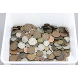 Plastic tub of mixed UK pre decimal coins