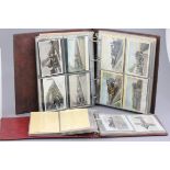 Two postcard albums with quantity of vintage cards including 34 vintage Naval postcards, UK towns