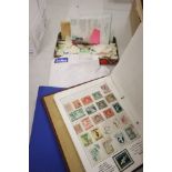 Two stamp albums including mint & used hinged plus envelope of KW and a tin of world mint used