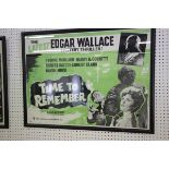 Film Poster - Framed & Glazed UK Quad A Time To Remember 'The latest Edgar Wallace Mystery Thriller'