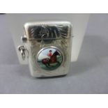 Silver Vesta Case with Horse & Jockey Panel