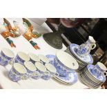 Part Worcetser Blue and White Willow Pattern Tea Service