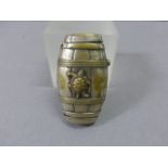 Silver Plated Vesta Case in the form of a Barrel with Turtle