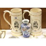 Two Prinknash Tankard Shakespeare and a Chinese Floral decorated Vase