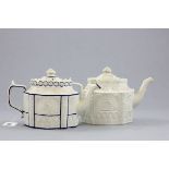 Two 19th century Castleford Relief Moulded Teapots