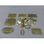 Tub of Enamel Badges and a Tin with Brass Plaques