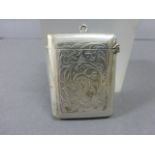Silver Plated Scroll Engraved Vesta Case