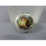 Silver Pill Box with Glamour Girl / Pin Up Design to lid