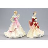 Two Royal Doulton Pretty Ladies Figurines 'Summer Ball' and Autumn Ball'