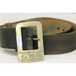 Station Masters GWR Birmingham Leather Belt with Brass Buckle