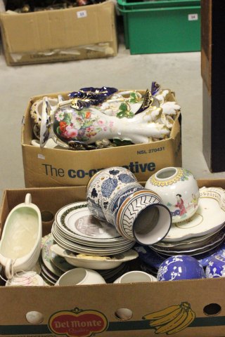 Two Boxes of Mixed Ceramics including Plates, Radford, Ginger Jars, etc