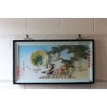 Large Framed and Glazed Chinese Picture made from Shells and depicting Peacocks and Trees