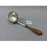 George II Silver toddy Ladle with turned wooden handle, London 1734, Thomas Mason