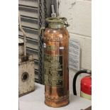 Early 20th century Copper and Brass 'Empire' Fire Extinguisher made by John Kerr and Co, No. 2C