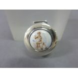 Silver Pill Box with Glamour Girl / Pin Up Design to lid