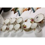 Six Royal Albert 'Old Country Roses' Coffee Cups and Saucers plus Milk Jug and Sugar Bowl