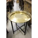 Good Quality Indian Brass Topped Folding Table with Bird Decoration