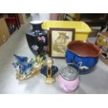 Quantity of Ceramics to including Angel Fish, Jemma Watch Stand, Large Torquay ware Jardiniere,