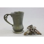 Art Nouveau Pewter Tankard with Seven Old Keys