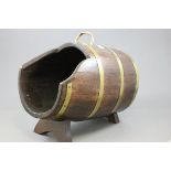 Oak and Brass Bound Barrel Coal Scuttle